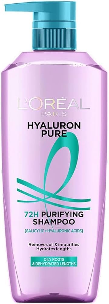 L’Oréal Paris Hyaluron Pure 72H Purifying Shampoo, For oily scalp & dry hair with salicylic and hyaluronic acid, 800 ml
